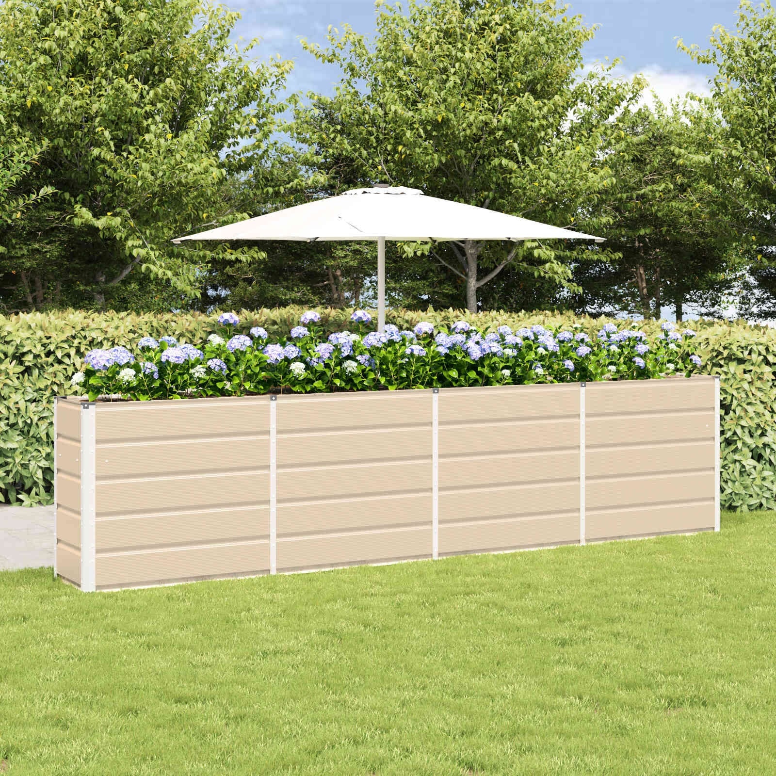Großer Pflanzkübel Stahl Elfenbein 160x40x75 cm - bis zu 40% Rabatt