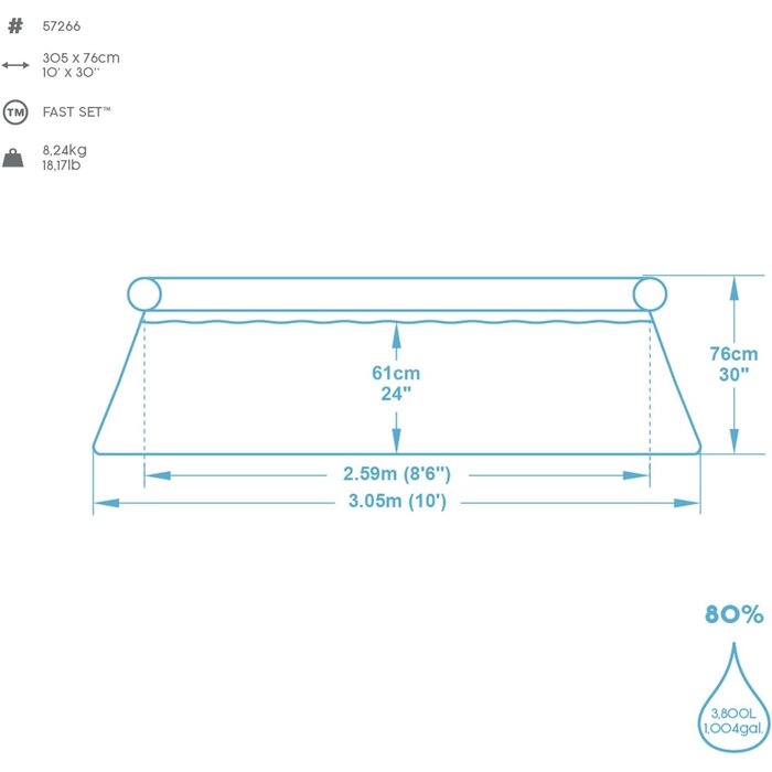 Aufblasbarer Rundpool 305x76 cm - Outlet: bis zu 39,2% günstiger