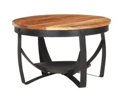 Vidaxl Runder Akazienholz Couchtisch Ø 68cm - Industrie Design - bis zu 47% sparen