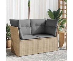 Vidaxl 2-Sitzer Gartenbank Poly-Rattan mit Kissen - Beige - bis zu 41% sparen