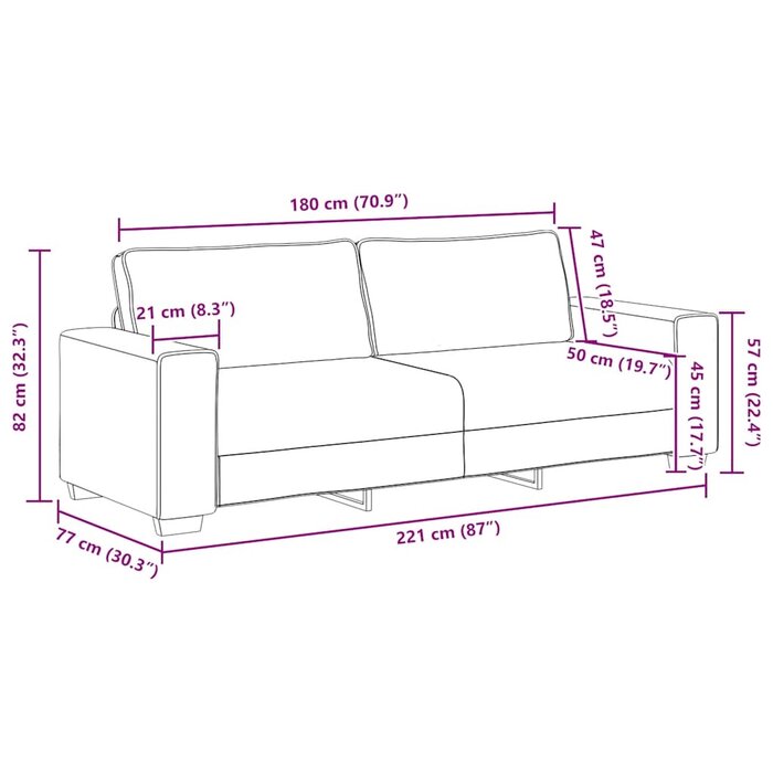 Gemütliches 3-Sitzer Sofa in Braun, 180 cm - Outlet mit bis zu 34,6% Rabatt
