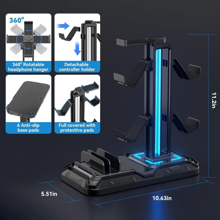 RGB Headset-Ständer mit Ladestation & Controller-Halter - bis zu 30,5% Rabatt