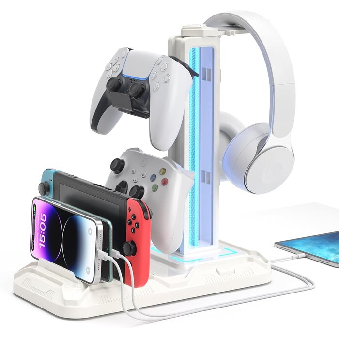 RGB Headset-Ständer mit Ladestation & Controller-Halter - bis zu 30,5% Rabatt