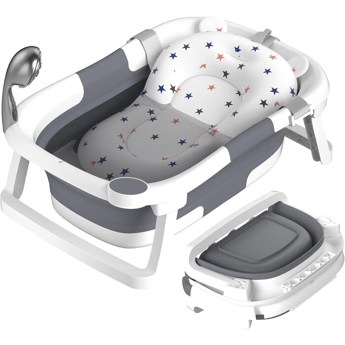 Faltbare Babybadewanne mit Temperaturanzeige - Grau | Bis zu 45% Rabatt