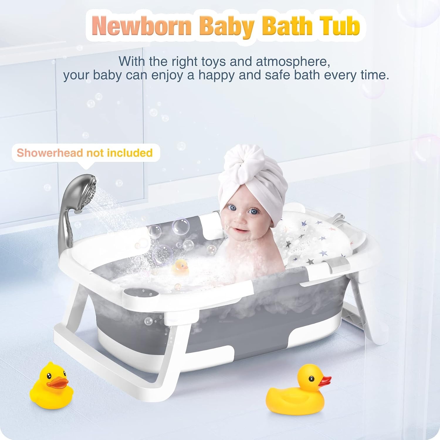 Faltbare Babybadewanne mit Temperaturanzeige - Grau | Bis zu 45% Rabatt