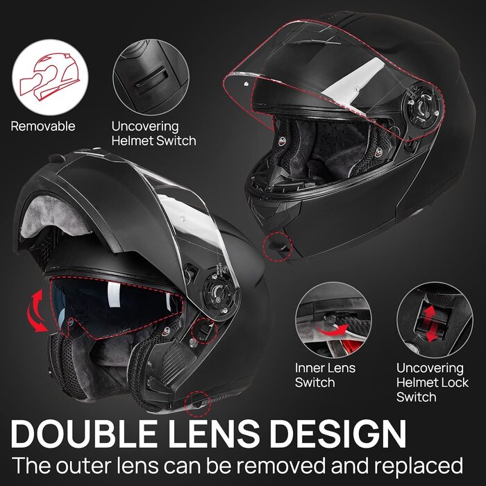 Klapphelm Motorradhelm Mattschwarz Gr. M - Bis zu 30% Rabatt