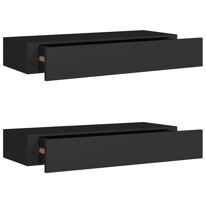 2x Wandregal mit Schublade 60cm Schwarz - Bis zu 33,6% Rabatt