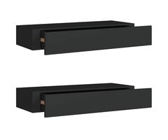 Vidaxl 2er Set Wandregal mit Schublade, 60x23,5 cm, Schwarz - bis zu 40% günstiger