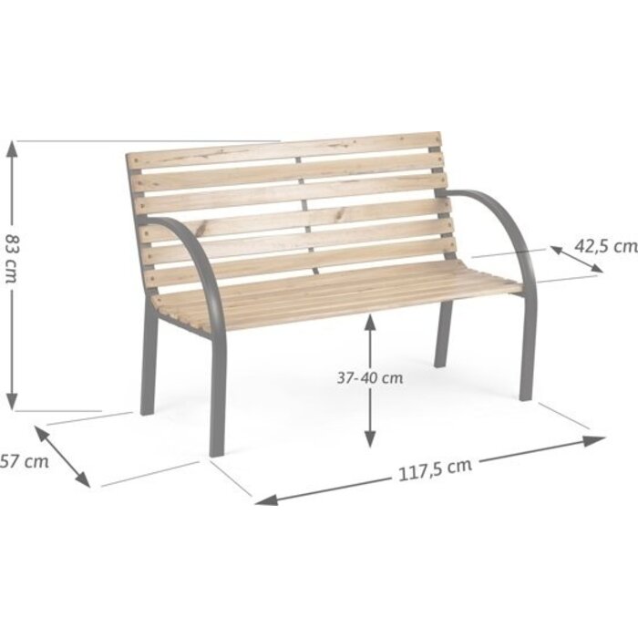 Klassische Gartenbank | Pappelholz & Stahl | bis zu 22,3% Rabatt im Outlet