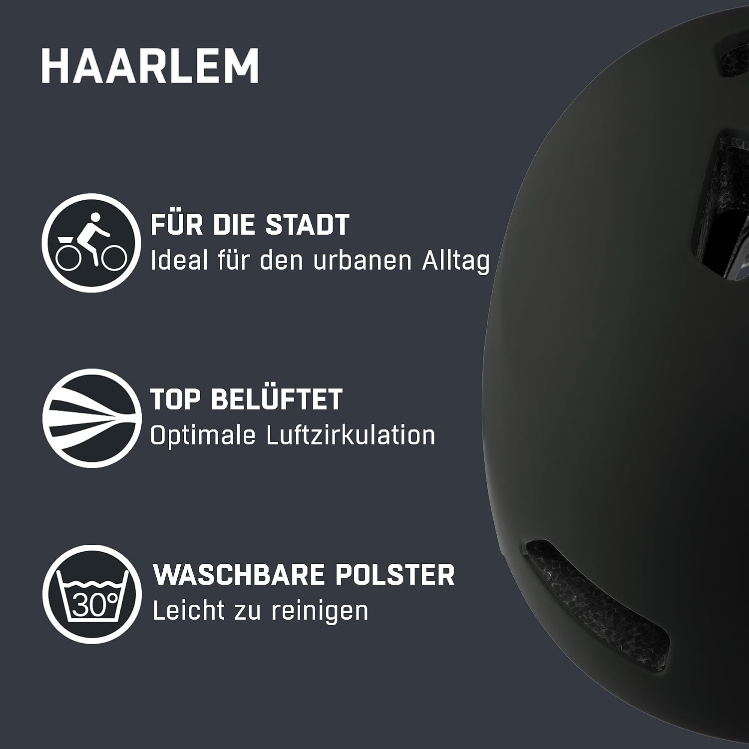 Urbaner Fahrradhelm - mattschwarz - Gr. 52-57 cm - bis zu 28,4% Rabatt