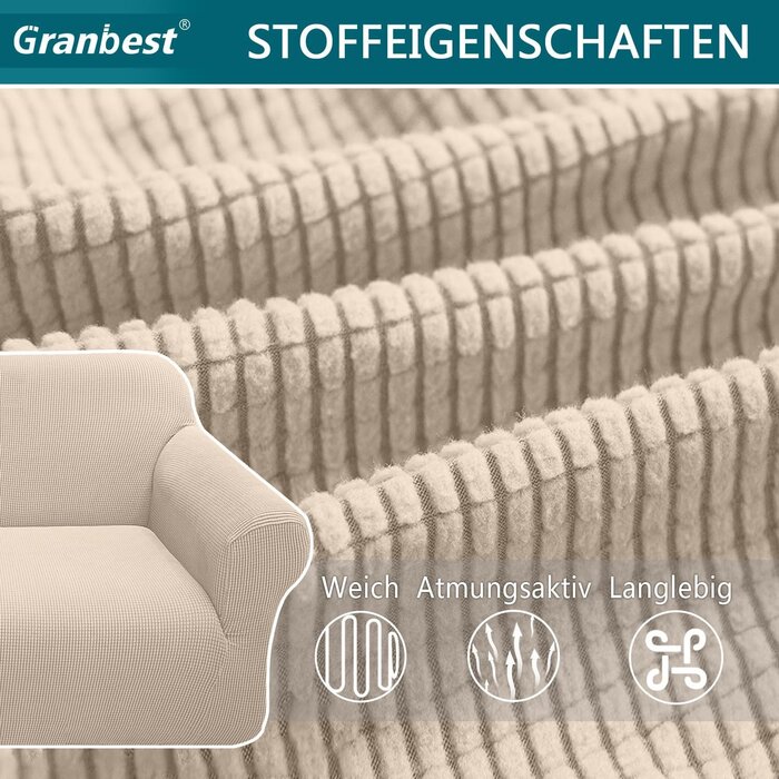 Hochelastischer 3-Sitzer Sofabezug in Beige - Jetzt bis zu 27,8% sparen