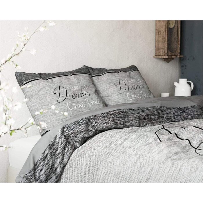 Bettwäsche-Set 220x240 cm Grau - 3-tlg. 100% Baumwolle - bis zu 27,6% Rabatt