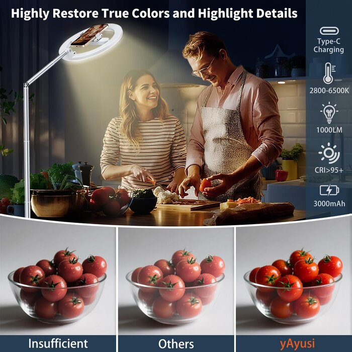 LED-Ringlampe mit Stativ 174 cm, wiederaufladbar - bis zu 32,7 % Rabatt