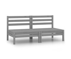 Vidaxl Garten-Mittelsofa 2er-Set Kiefer massiv Grau - jetzt bis zu 46% günstiger