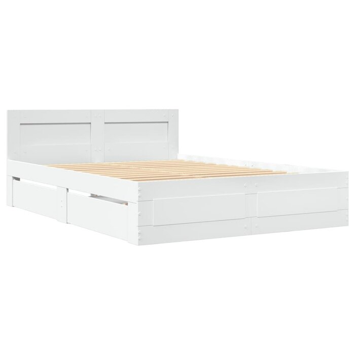 Bettgestell 120x190 cm mit Kopfteil & Schubladen Weiß - bis zu 34,5 % reduziert