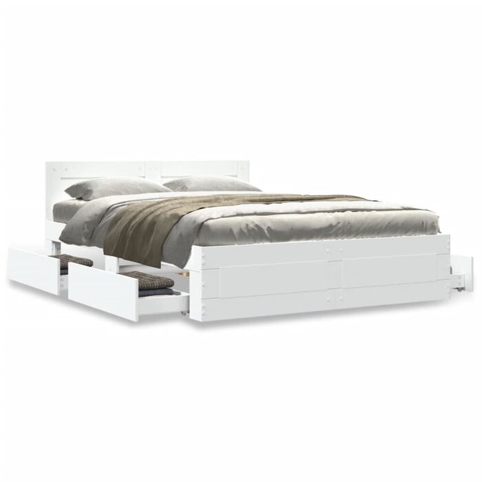 Bettgestell 120x190 cm mit Kopfteil & Schubladen Weiß - bis zu 34,5 % reduziert