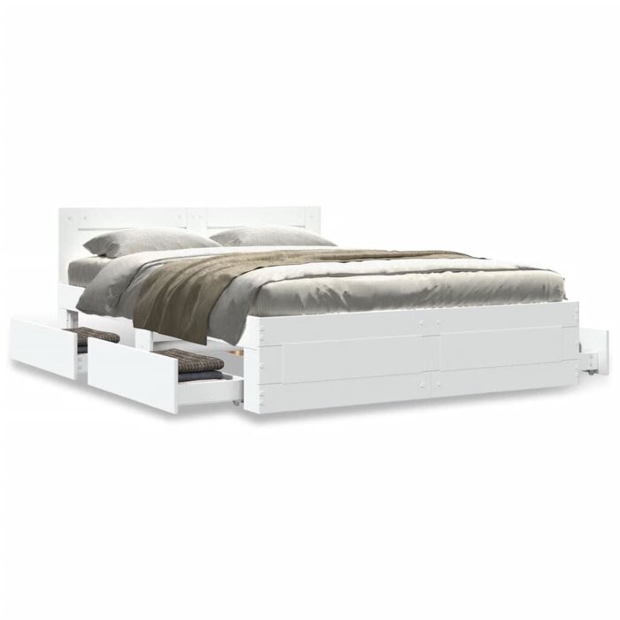Bettgestell 120x190 cm mit Stauraum & Kopfteil - Weiß - bis zu 34,5% Rabatt