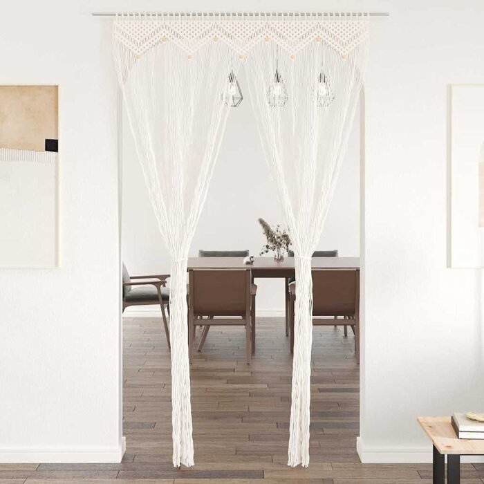 Makramee-Vorhang Baumwolle Creme 140x240cm - bis zu 32% Rabatt