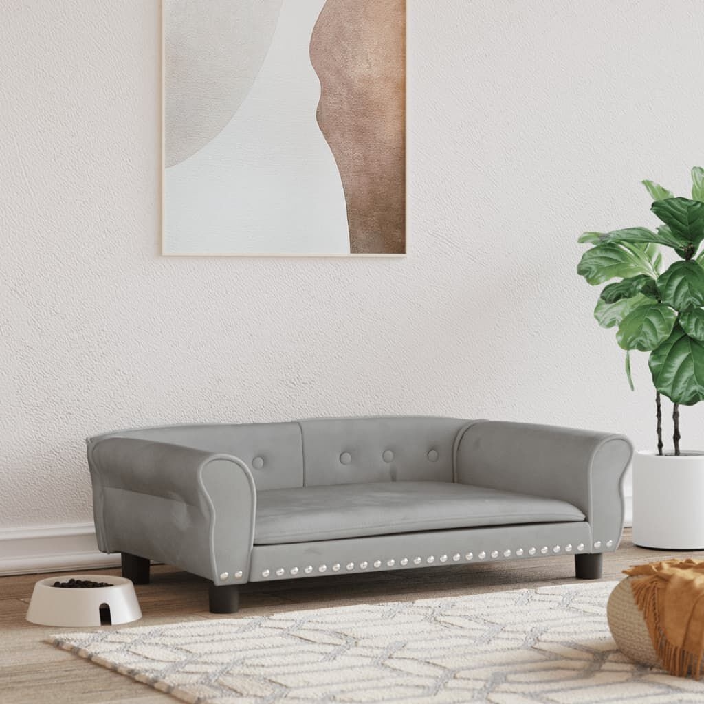 Luxuriöses Hundebett aus Samt, Hellgrau 95x55x30 cm - bis zu 33,9% sparen