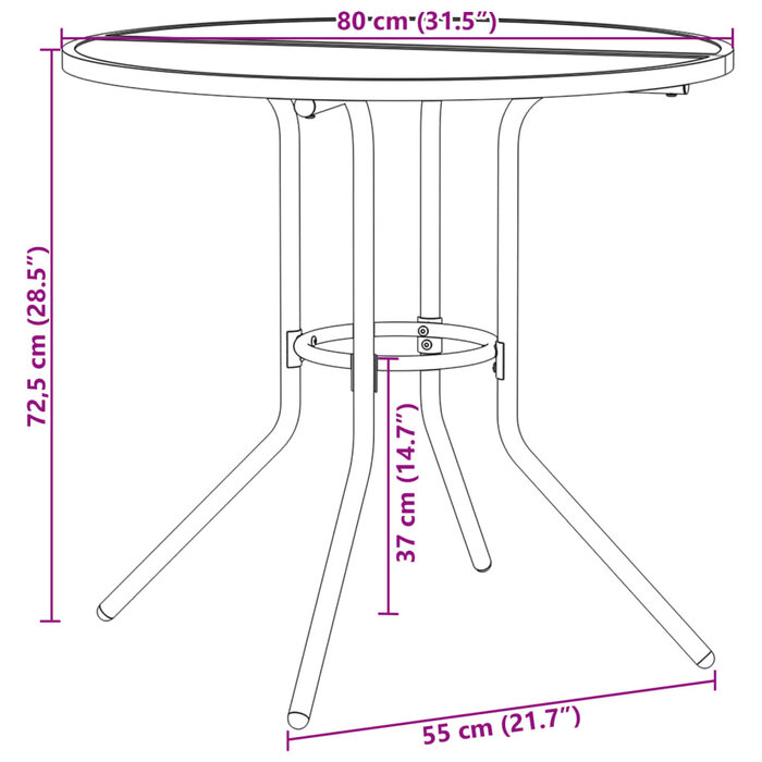 Runder Terrassentisch Anthrazit Ø 80 cm - bis zu 34 % reduziert