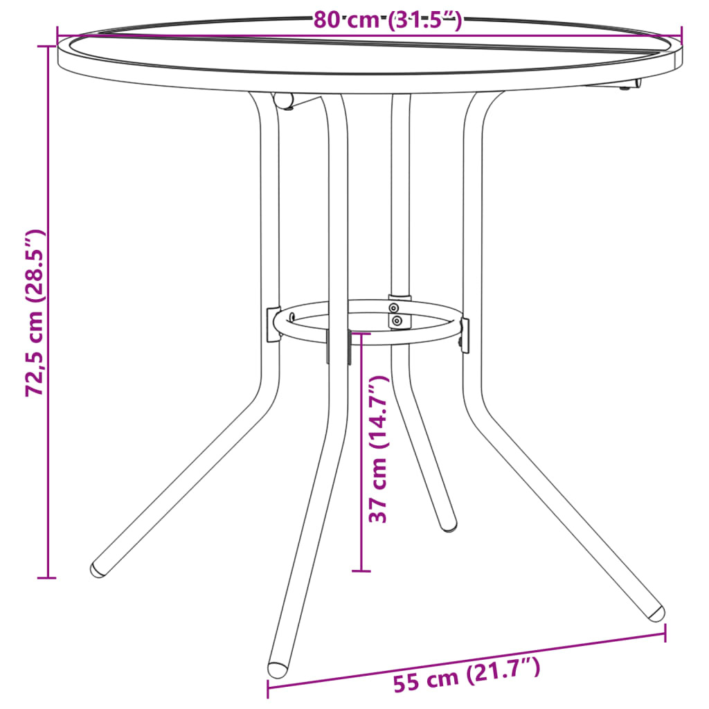 Runder Terrassentisch Anthrazit Ø 80 cm - bis zu 34 % reduziert
