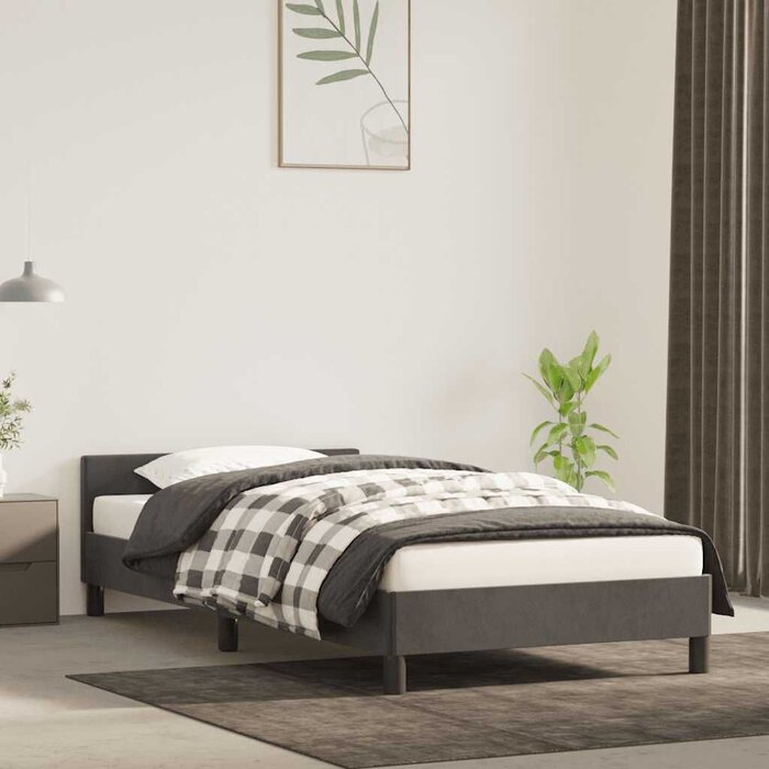 Samt-Bettrahmen 100x200 cm Dunkelgrau - bis zu 33,4 % Rabatt