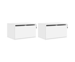 Vidaxl Wandmontiertes Nachttisch-Set mit LED - Weiß - bis zu 40% Rabatt