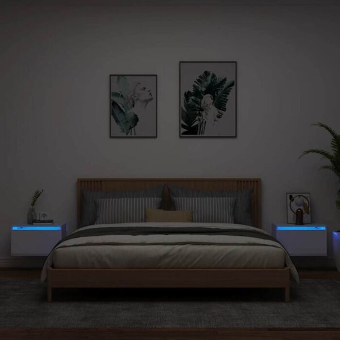 Wandmontiertes Nachttisch-Set LED Weiß - bis zu 33,2% sparen