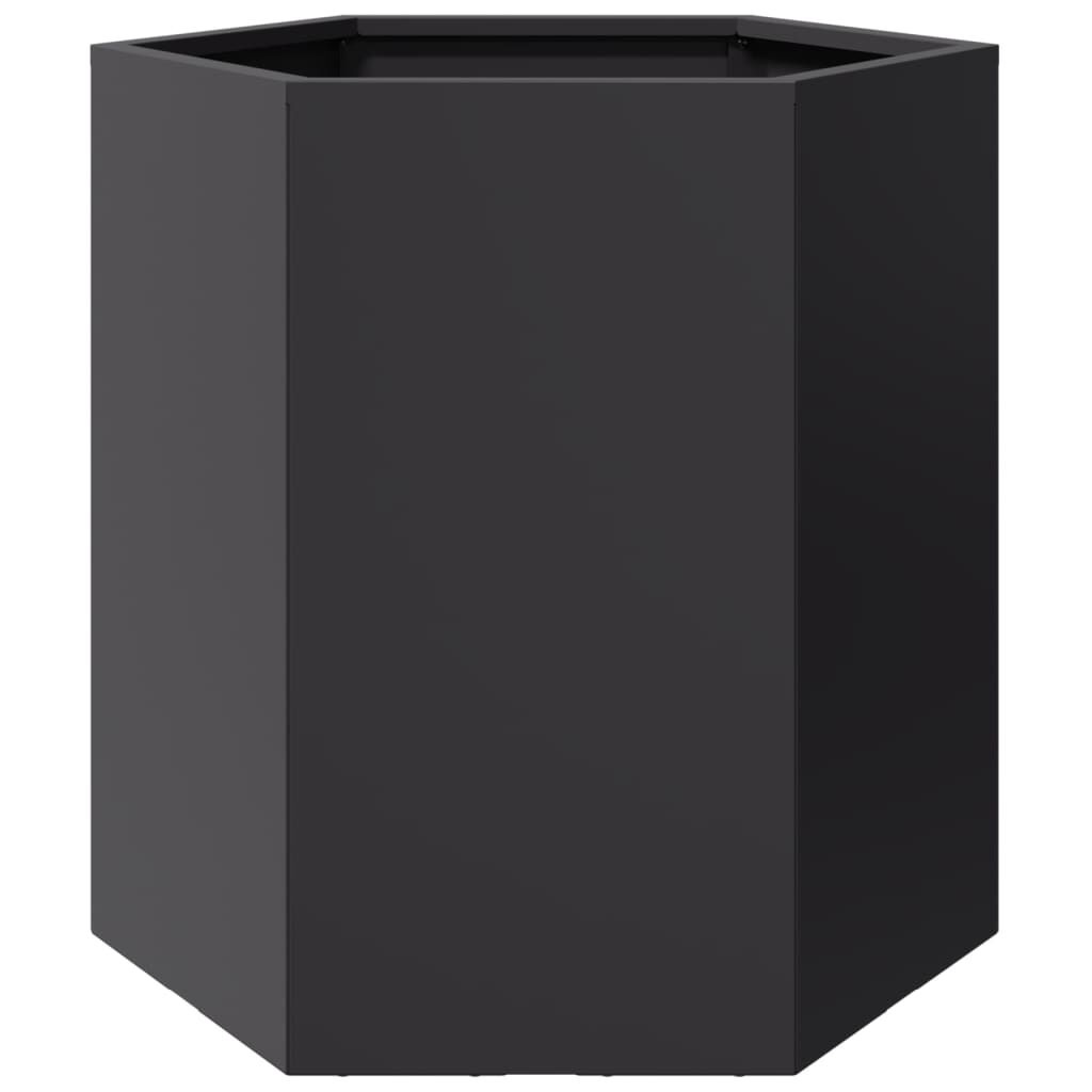 Vidaxl Sechseckiger Stahl-Pflanzkübel 46x40x45cm - Schwarz - bis zu 65% Rabatt