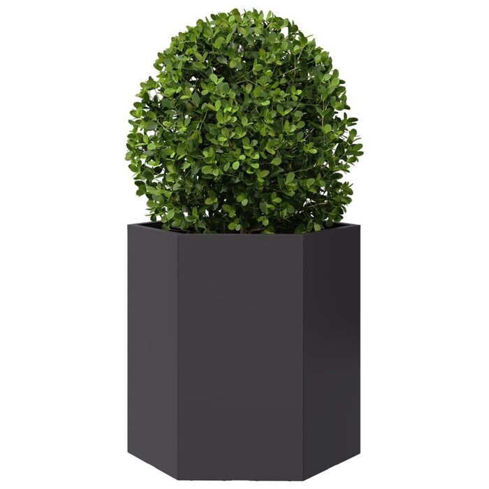 Vidaxl Sechseckiger Stahl-Pflanzkübel 46x40x45cm - Schwarz - bis zu 65% Rabatt