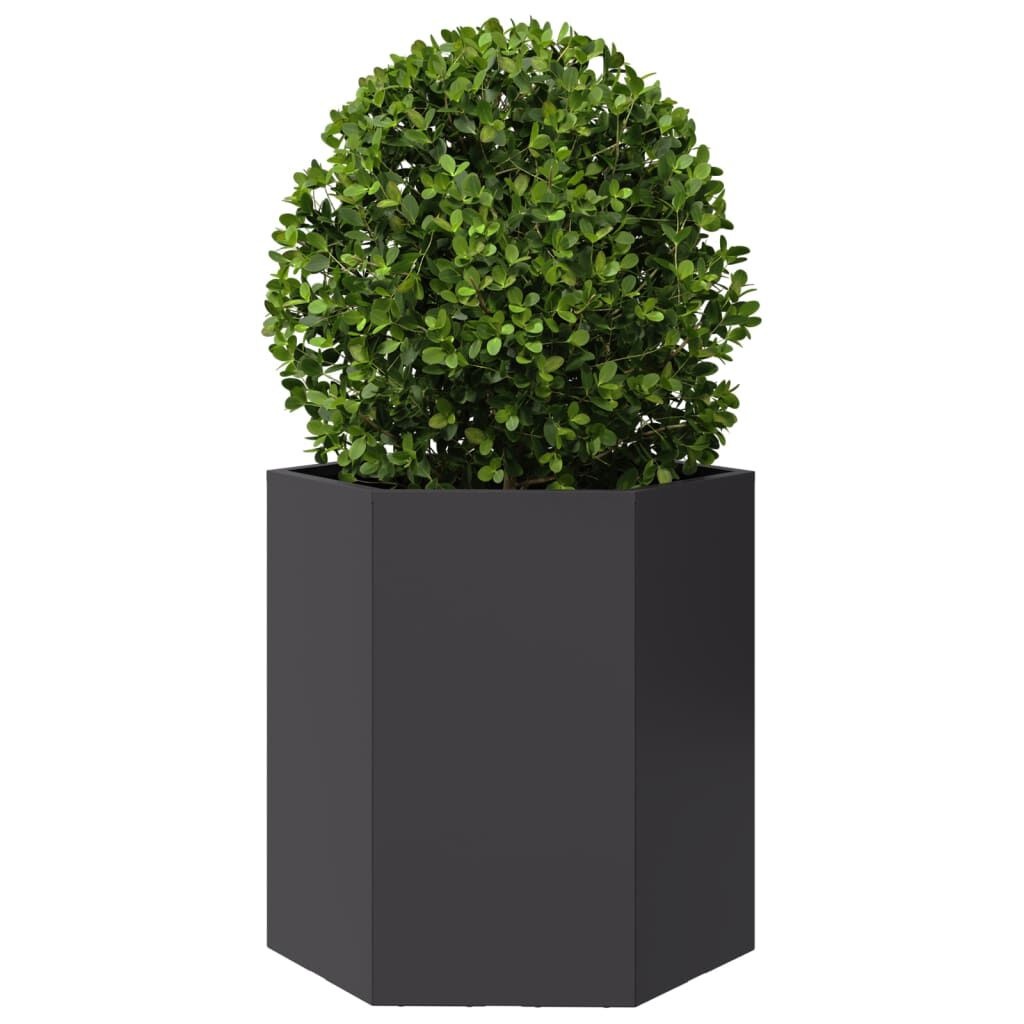 Vidaxl Sechseckiger Stahl-Pflanzkübel 46x40x45cm - Schwarz - bis zu 65% Rabatt