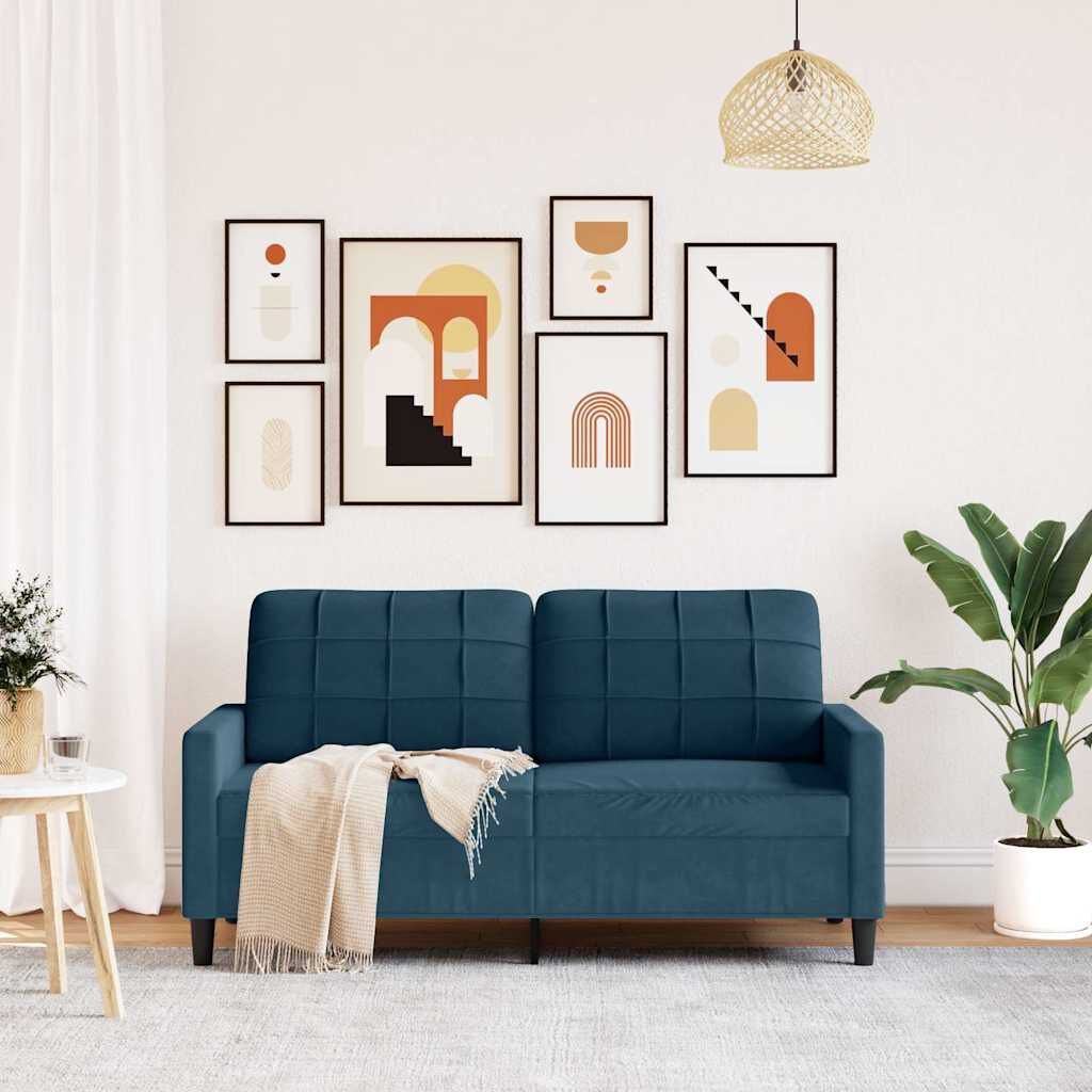 2-Sitzer Sofa Samt Blau 140 cm - Bis zu 34,4% Rabatt im Outlet