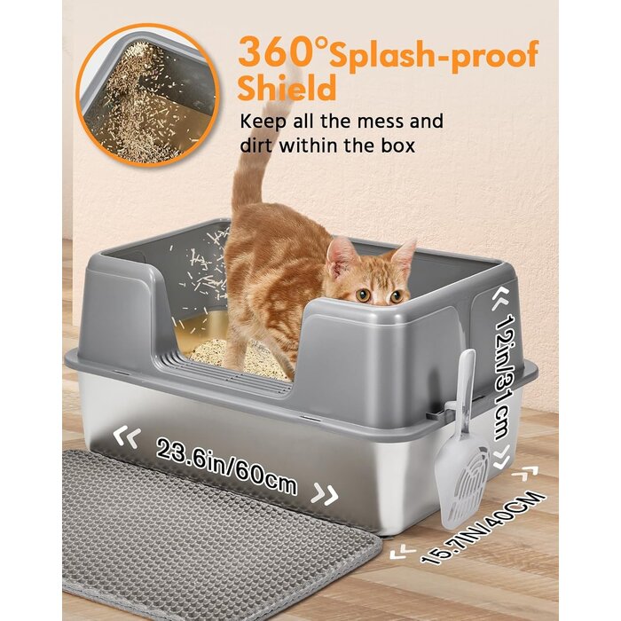 XXL Edelstahl-Katzentoilette - Hygienisch & Robust - Jetzt bis zu 33,8% sparen