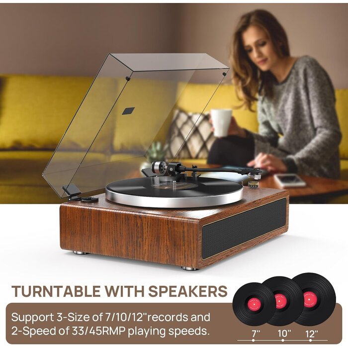 Vintage Plattenspieler mit Bluetooth & Lautsprechern - Jetzt bis zu 34,4% sparen