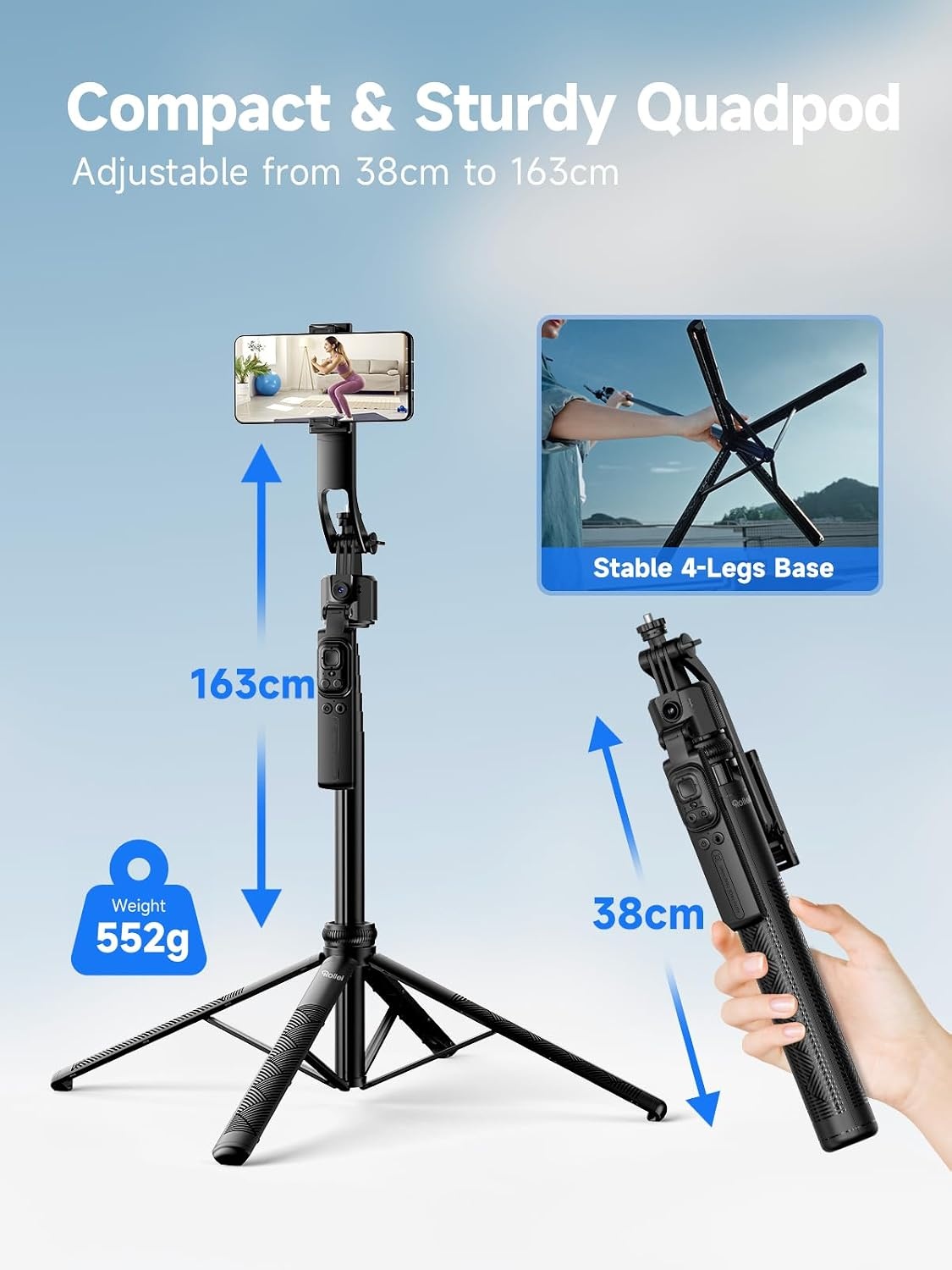 3-in-1 Quadpod Stativ mit AI-Tracking & Fernbedienung - bis zu 32,7% sparen