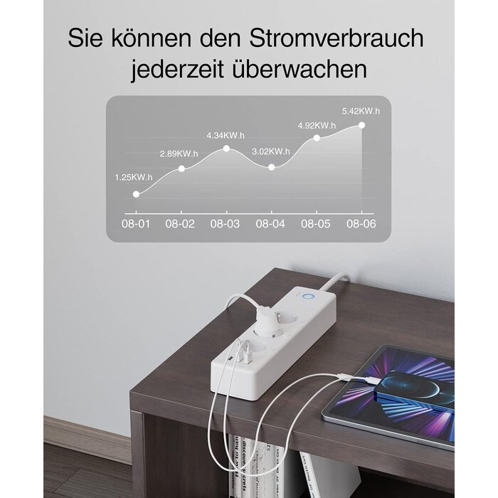 Smarte WLAN-Steckdosenleiste mit 3 USB-Ports - bis zu 30,9 % sparen