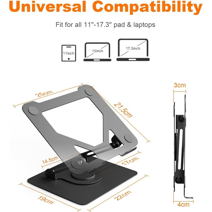 Ergonomischer Laptopständer 11-17 Zoll - 360° drehbar - Bis zu 25,4% Rabatt