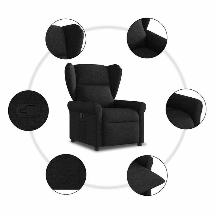 Verstellbarer Relaxsessel Stoff Schwarz - Jetzt bis zu 34,4% Rabatt sichern!