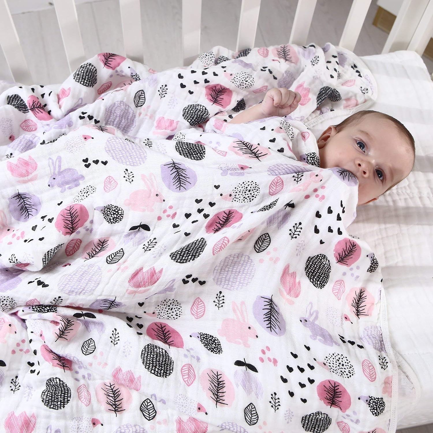 Musselin Babydecke 110x150cm mit Hasenmotiv - Jetzt bis zu 25,8% sparen