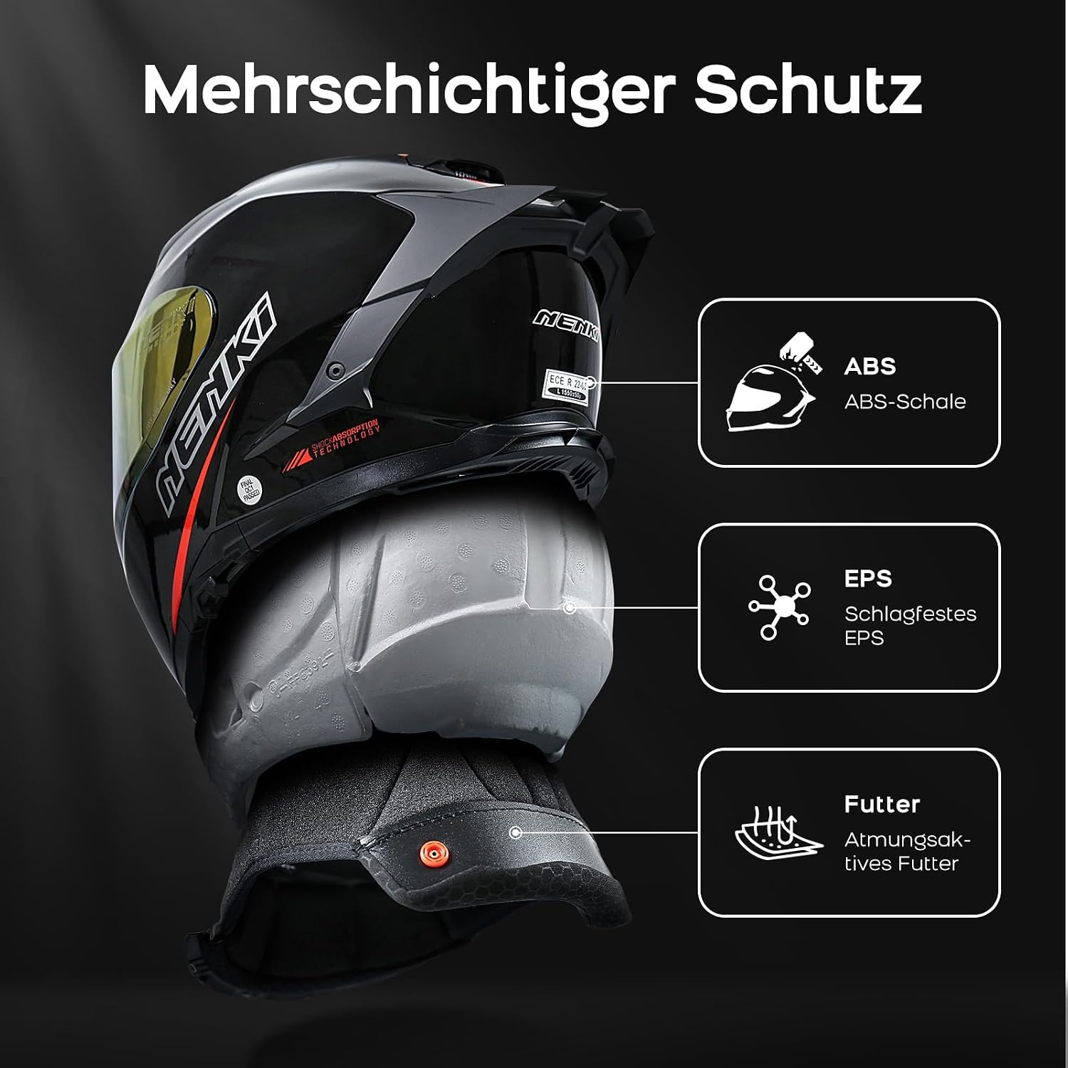 Integralhelm mit Sonnenvisier XL Schwarz/Rot - bis zu 33,8 % Rabatt