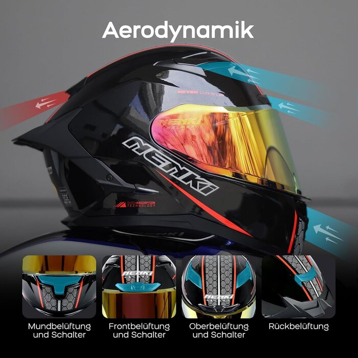 Integralhelm mit Sonnenvisier XL Schwarz/Rot - bis zu 33,8 % Rabatt