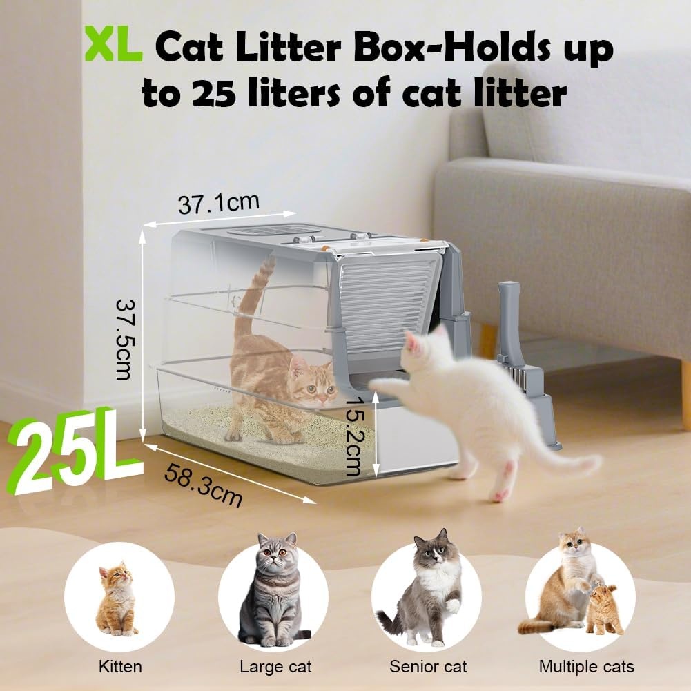 XL Edelstahl-Katzentoilette mit Klappdeckel - bis zu 33,6% Rabatt