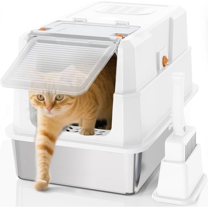 XL Edelstahl-Katzentoilette mit Klappdeckel - bis zu 33,6% Rabatt