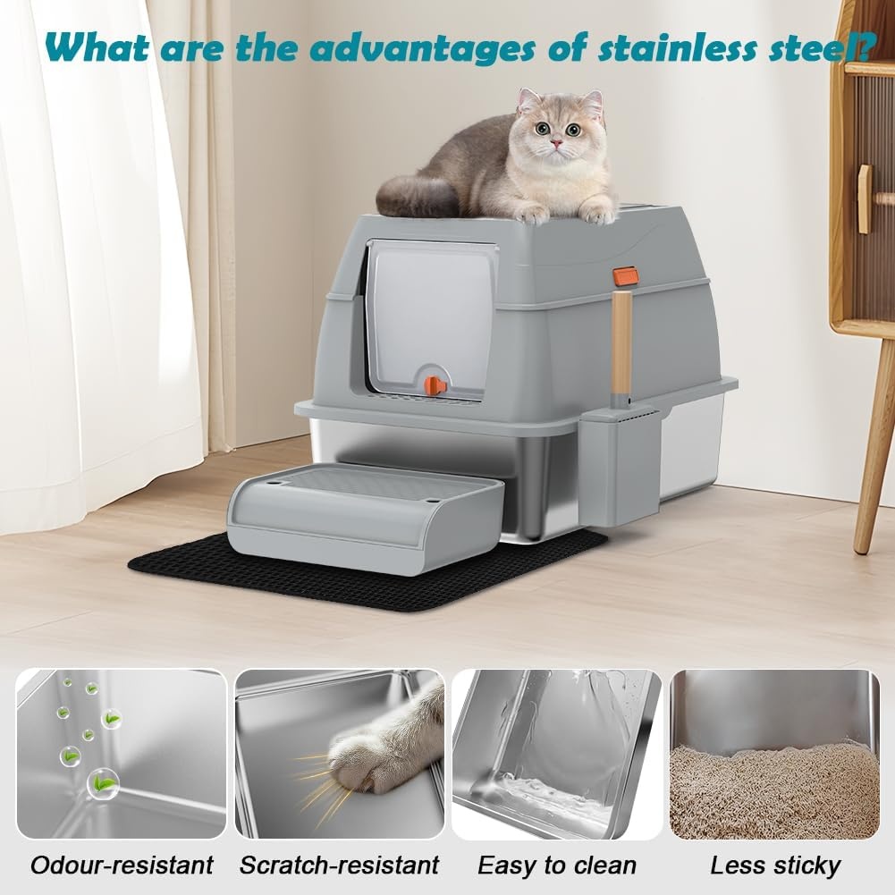 XL Edelstahl-Katzentoilette geschlossen, 60x40cm - bis zu 33,6% Rabatt!