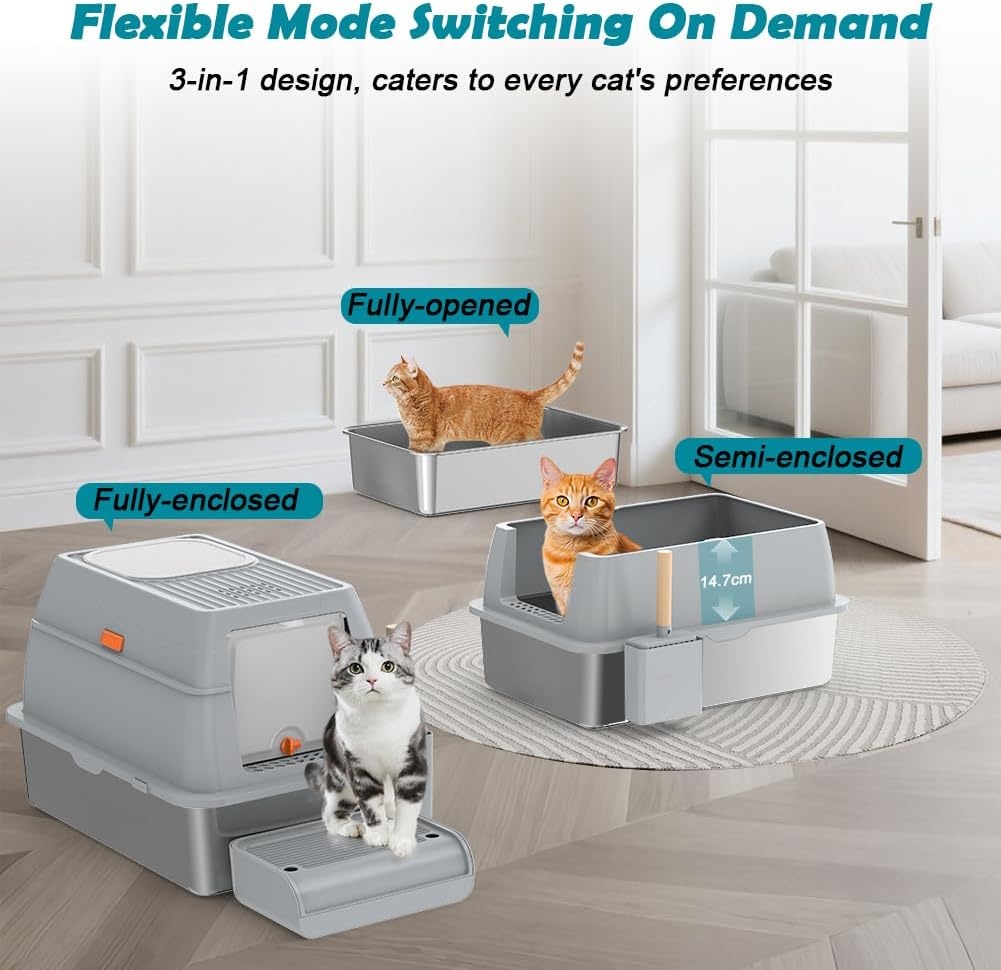 XL Edelstahl-Katzentoilette geschlossen, 60x40cm - bis zu 33,6% Rabatt!