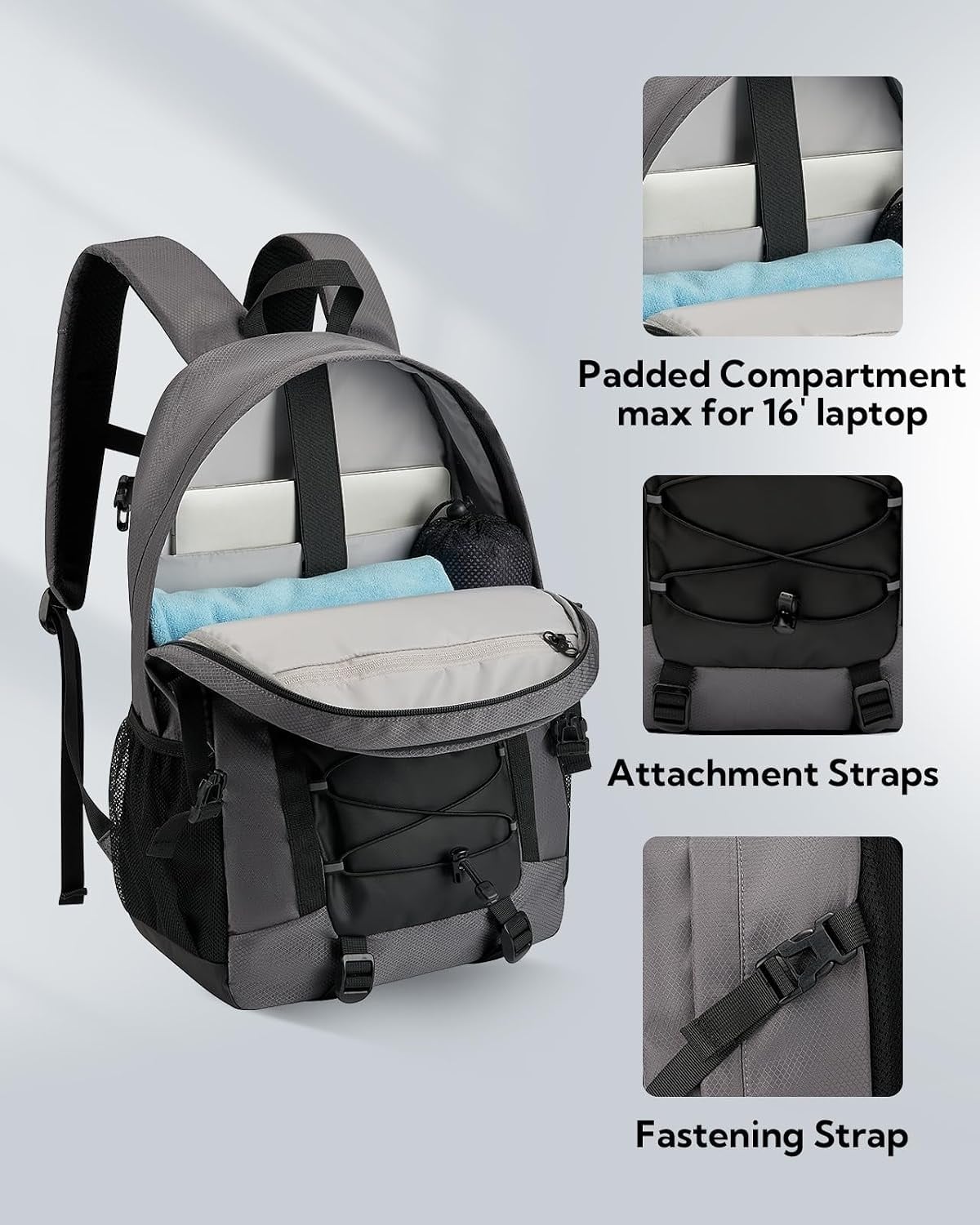 Trekking-Laptoprucksack 25L, 16 Zoll - Grau - bis zu 28,1% Rabatt