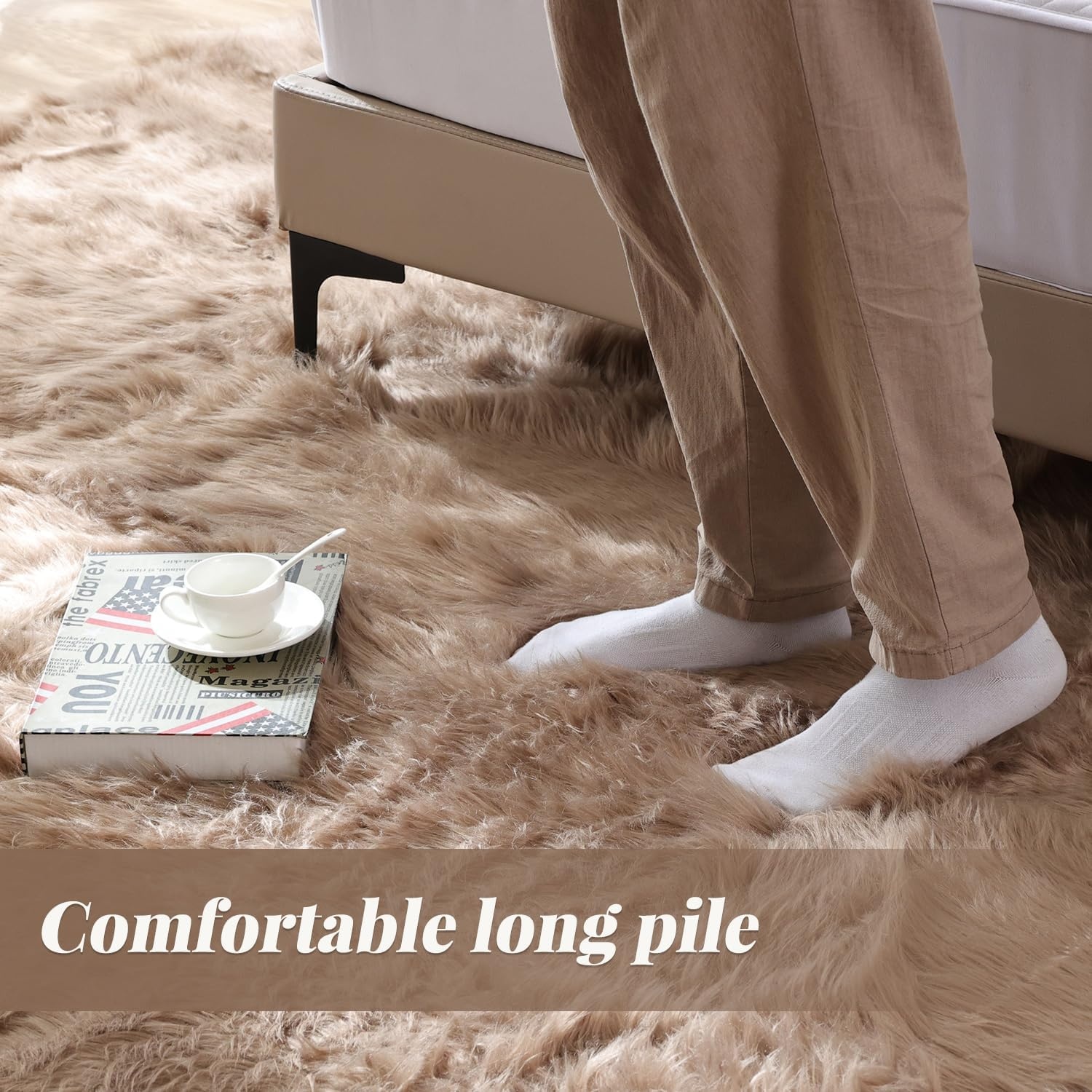 Luxuriöser Fellteppich 60x180 cm Beige - Jetzt bis zu 32% günstiger!