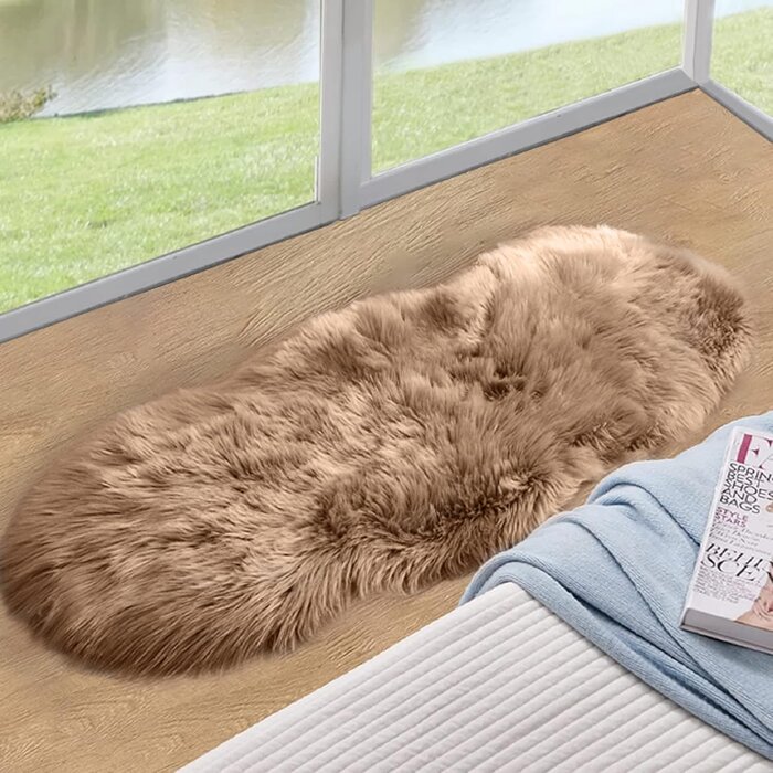 Luxuriöser Fellteppich 60x180 cm Beige - Jetzt bis zu 32% günstiger!