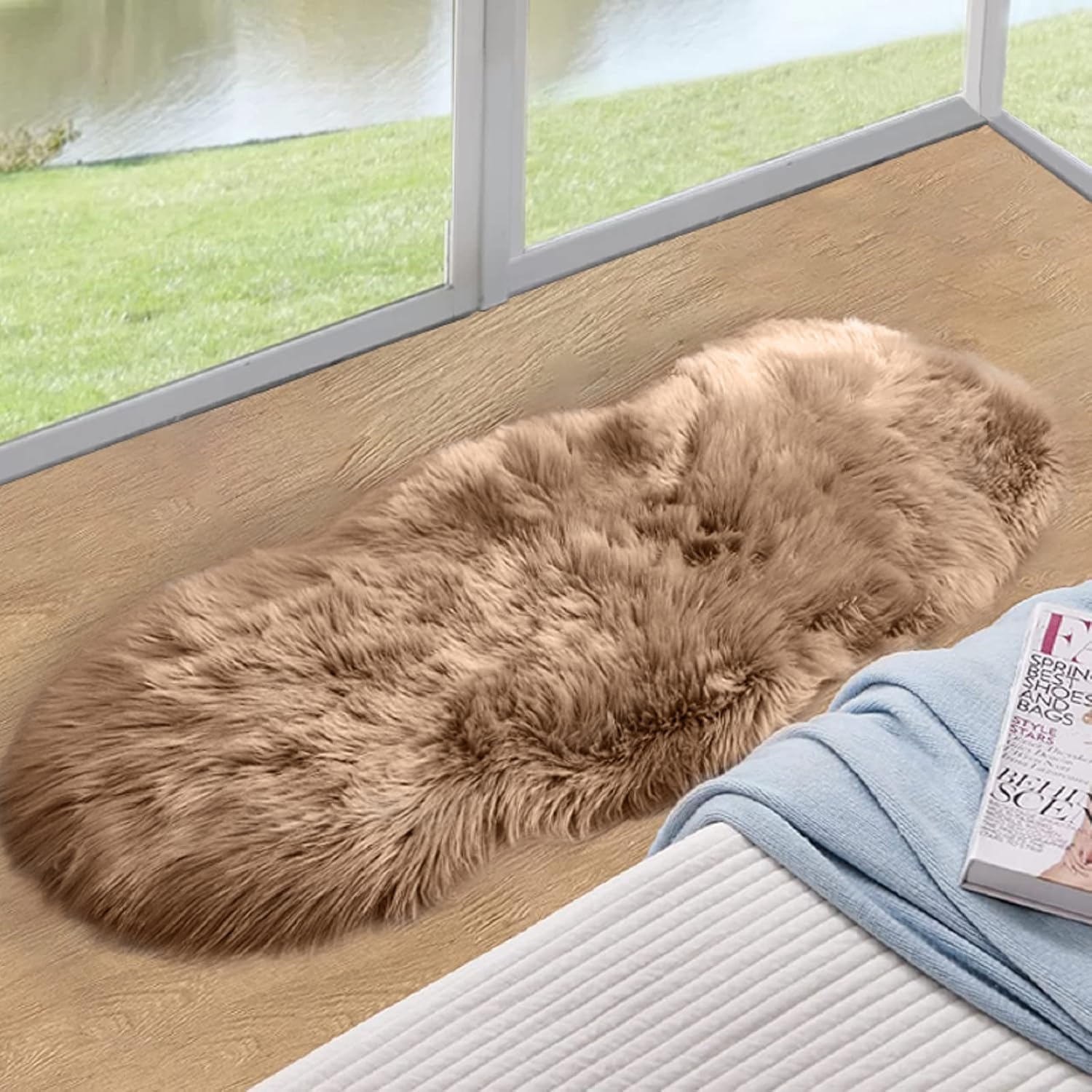 Luxuriöser Fellteppich 60x180 cm Beige - Jetzt bis zu 32% günstiger!