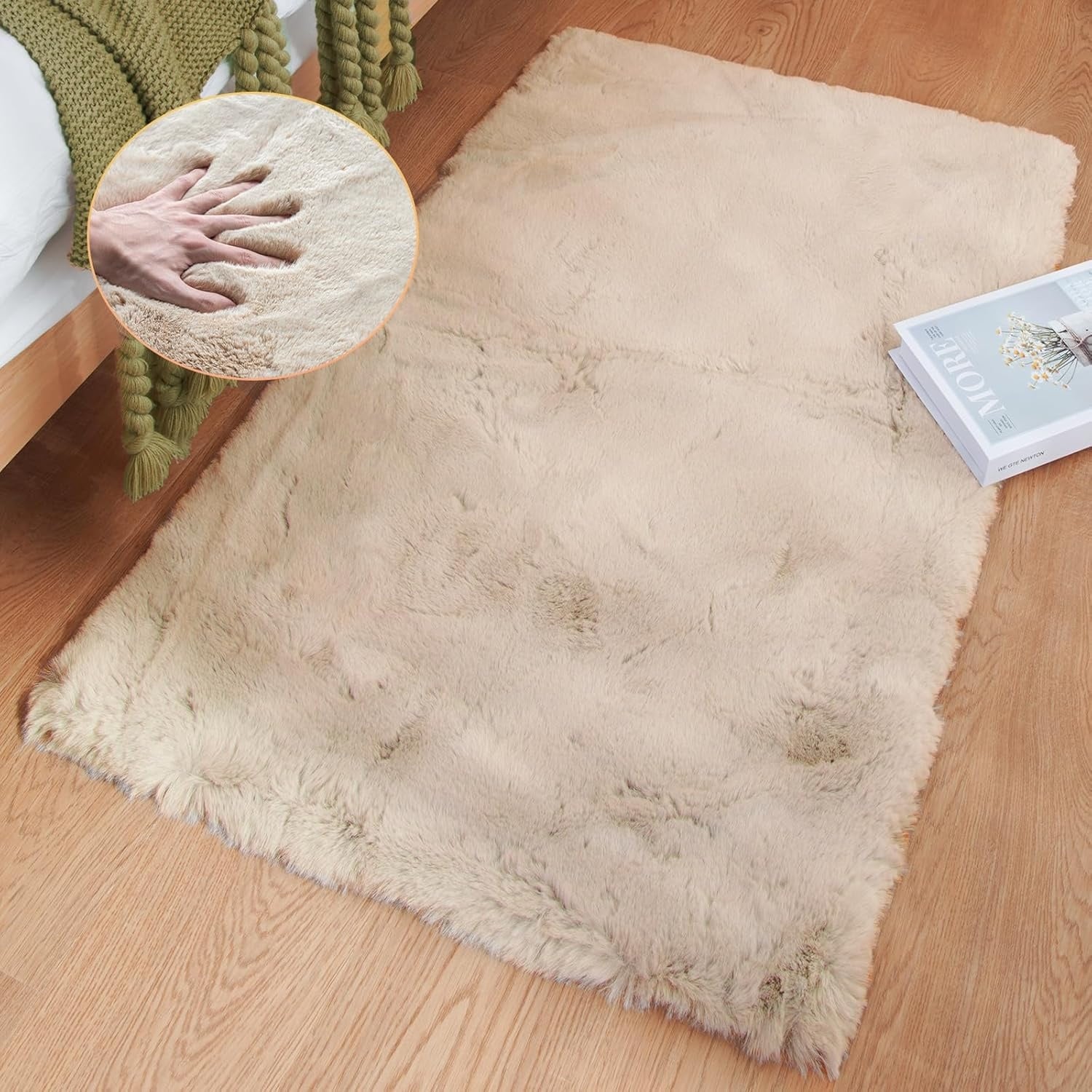 Kuscheliger Kunstfell-Teppich Beige 60x90cm - Jetzt bis zu 31,4% günstiger